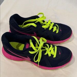 Nike Black and Pink Sneakers with Neon Accents